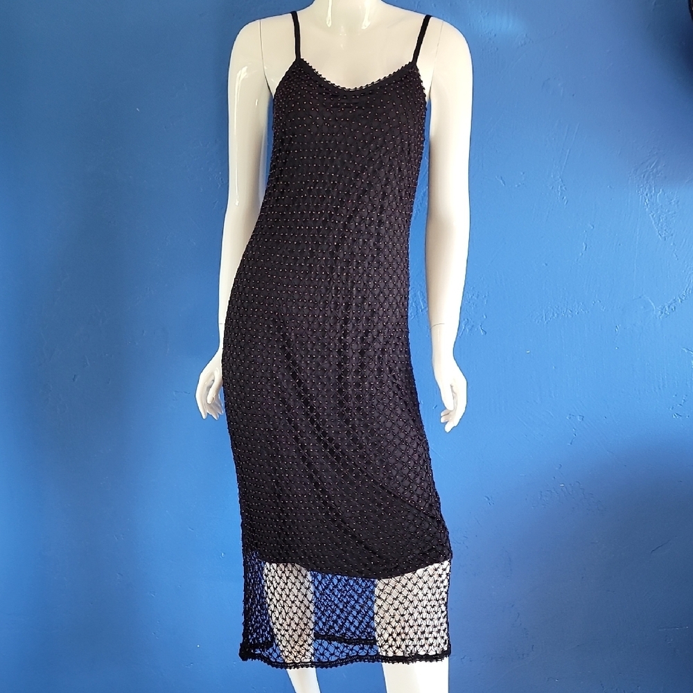 Betsey Johnson Black Beaded Cocktail Dress
